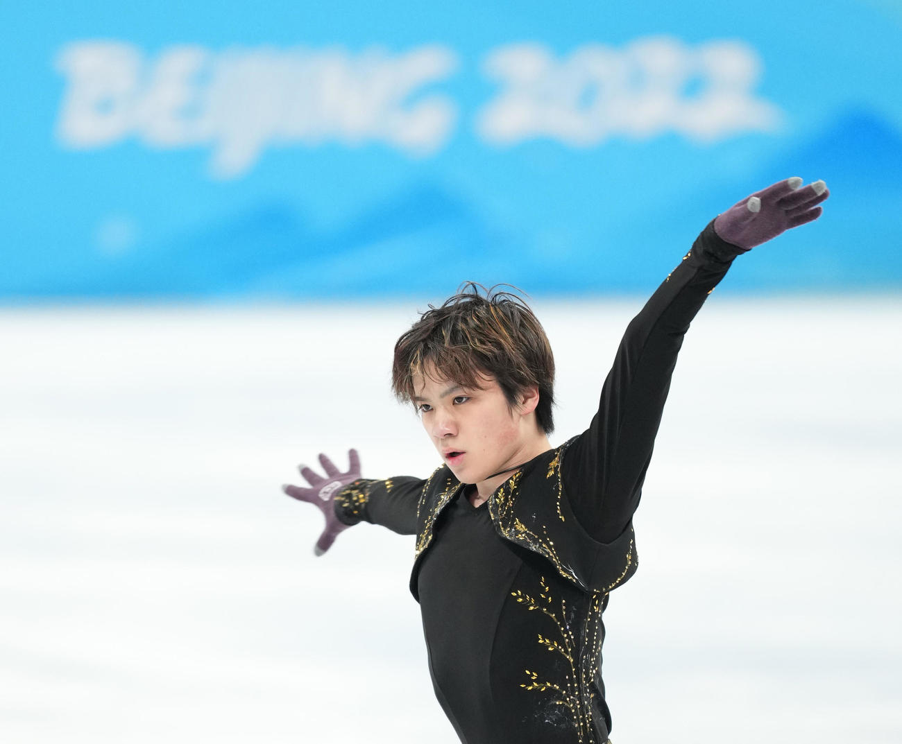 男子フリーを前に公式練習に臨む宇野（撮影・菅敏）