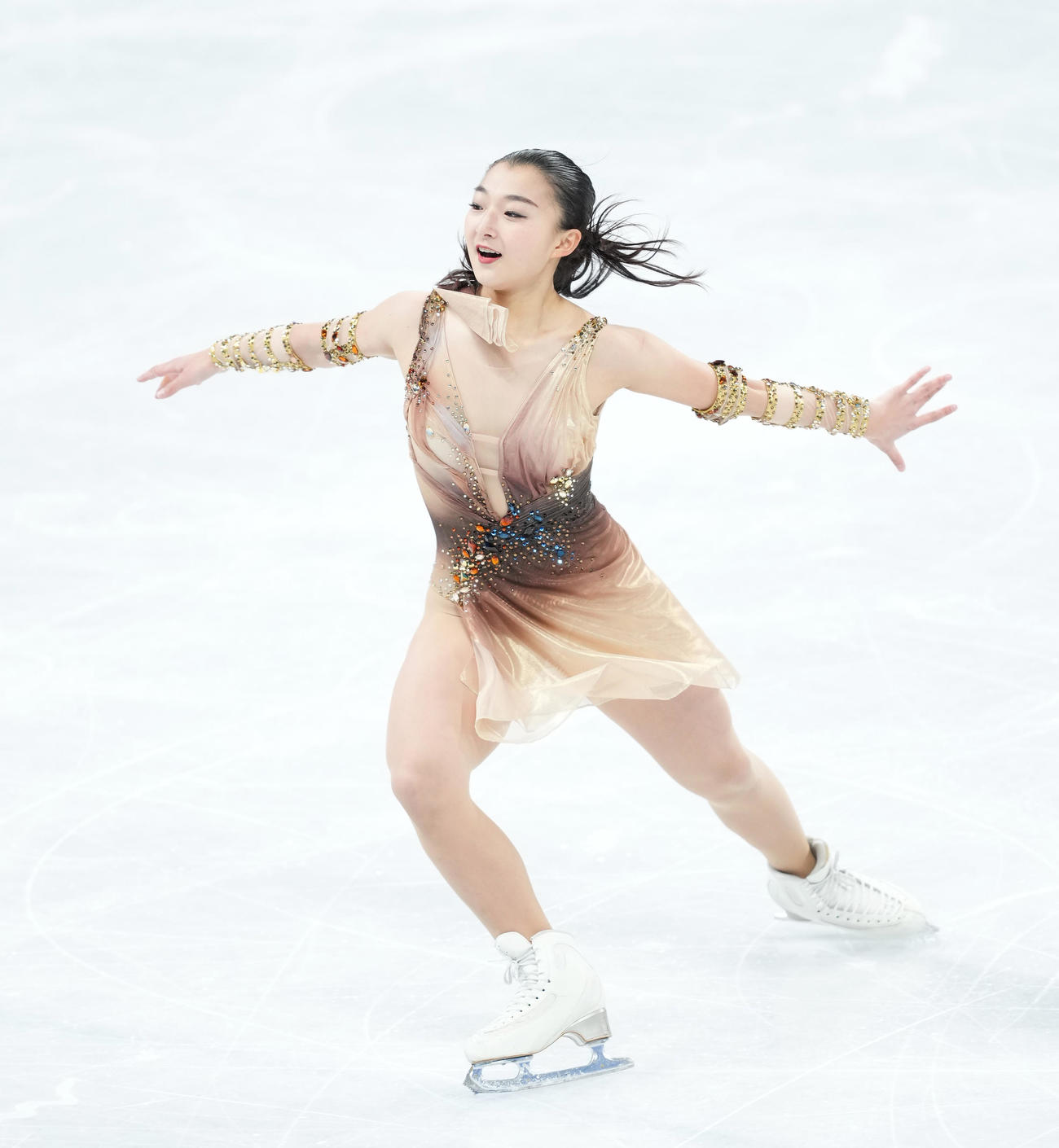 フィギュアスケート、女子SPで演技する坂本（撮影・菅敏）