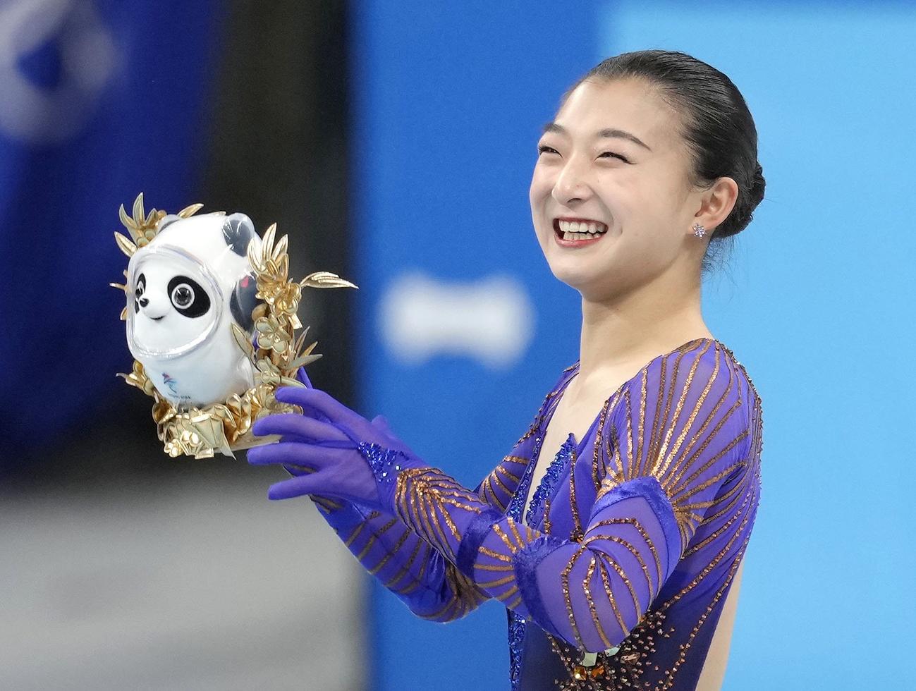3位に入り笑顔の坂本花織（共同）