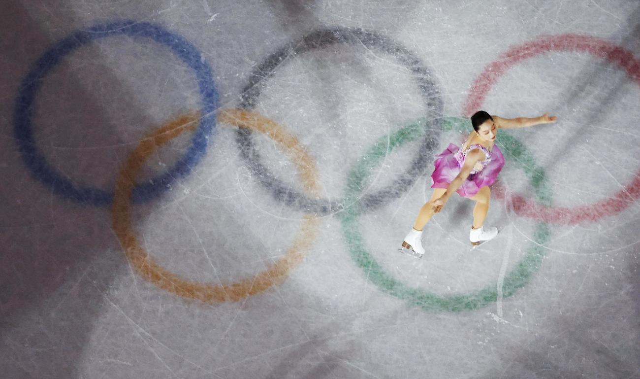 エキシビションで演技する樋口新葉（共同）