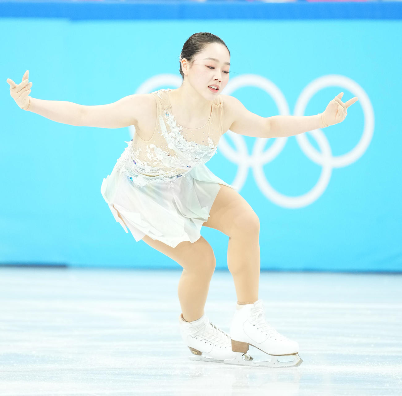 フィギュアスケート団体、女子SPで演技する樋口（撮影・菅敏）