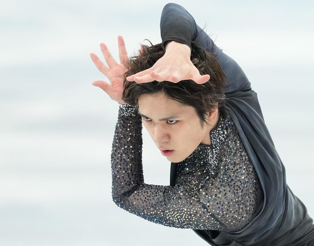 フィギュアスケート、男子SPで演技する宇野（撮影・菅敏）