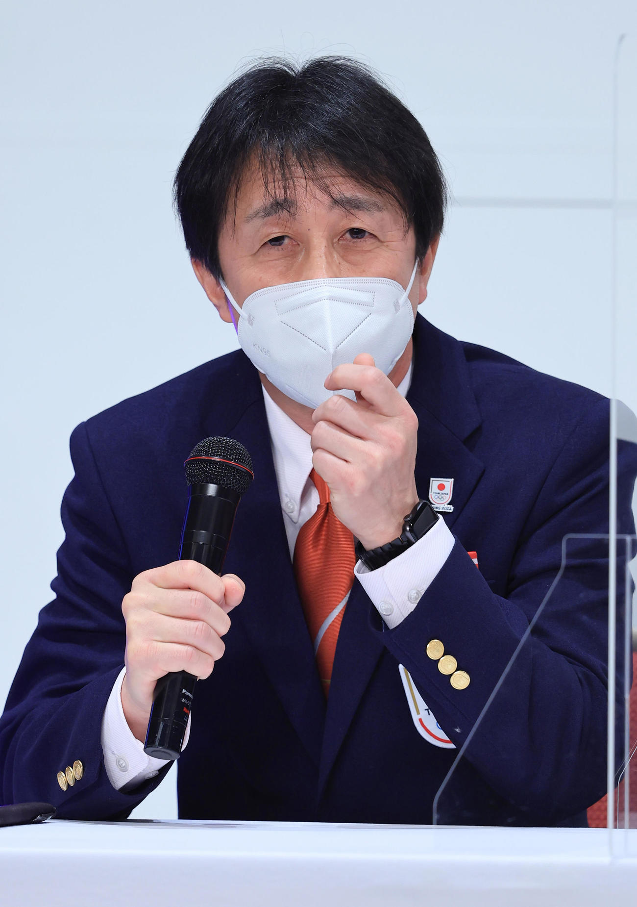 北京冬季五輪への抱負を語る日本選手団の原田総監督（代表撮影）