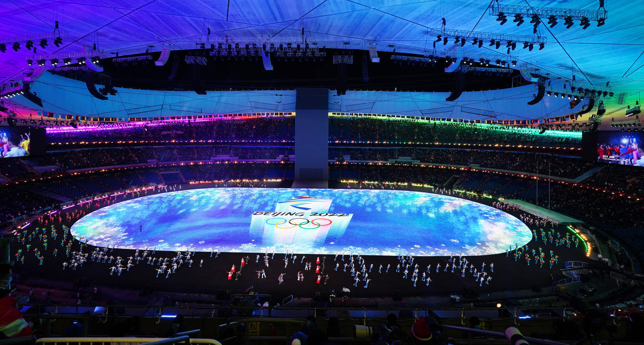 盛り上がる北京五輪の開会式（撮影・菅敏）