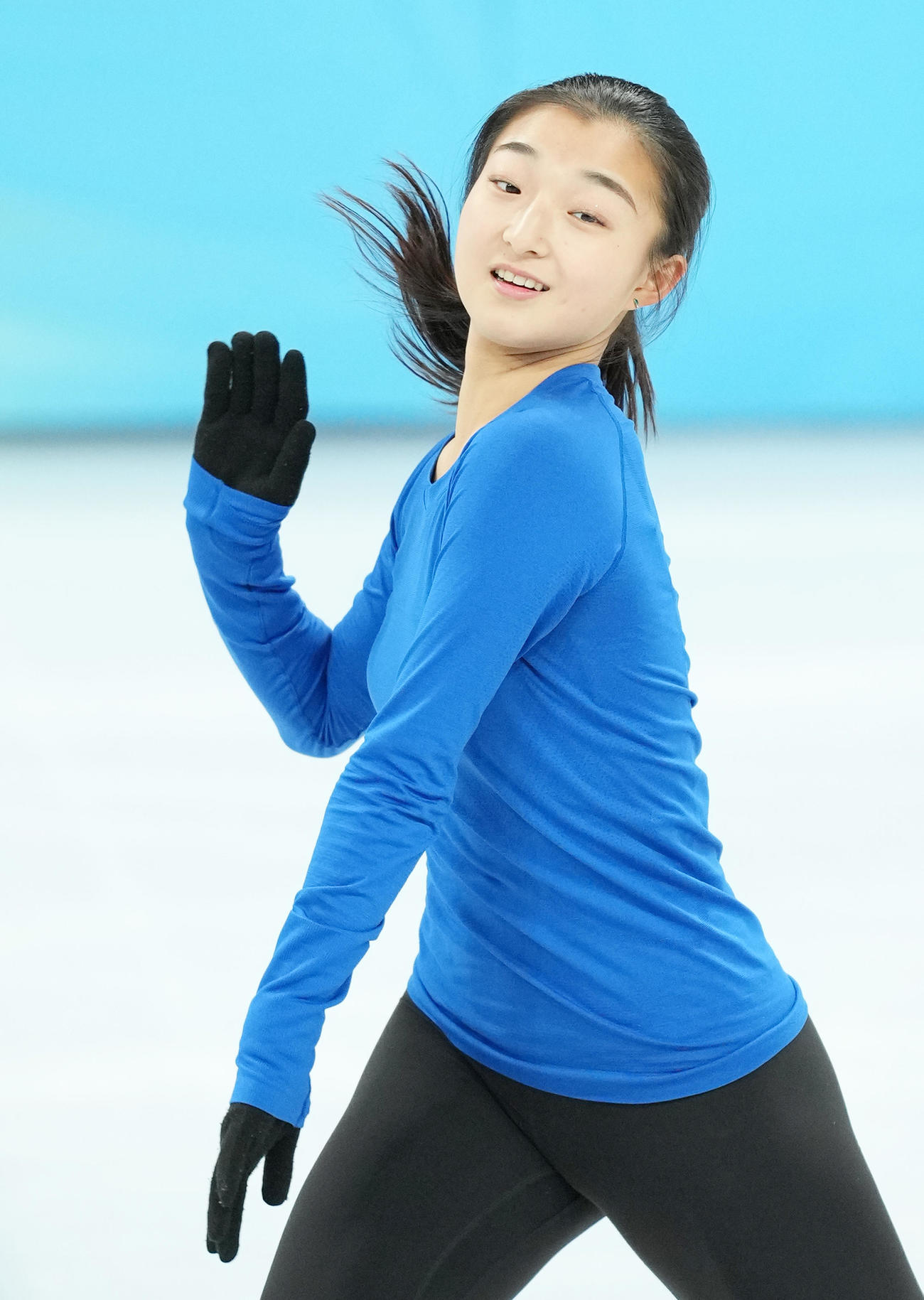 団体公式練習に臨む坂本（撮影・菅敏）