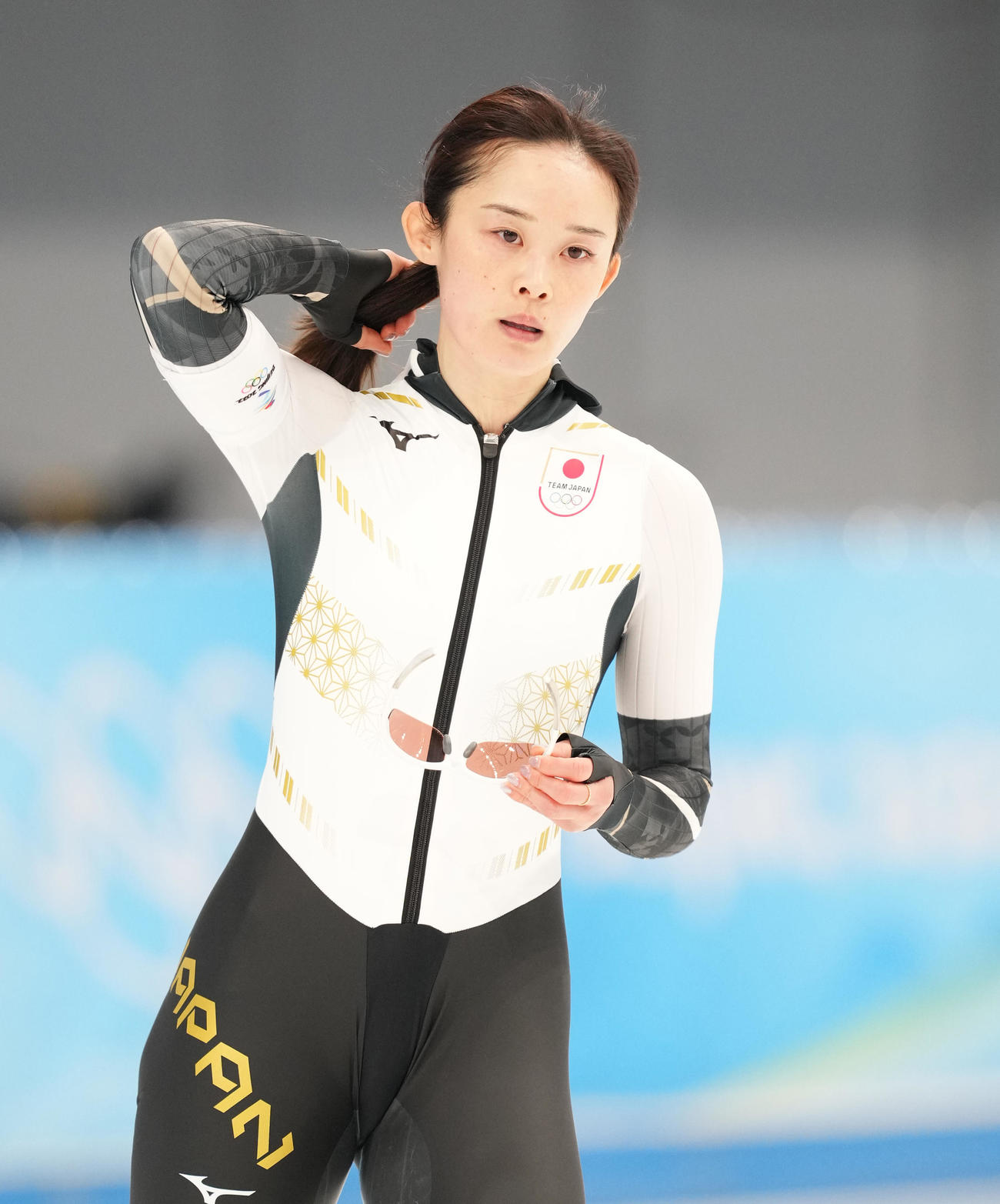 女子500メートルのレースを終えた郷（撮影・菅敏）