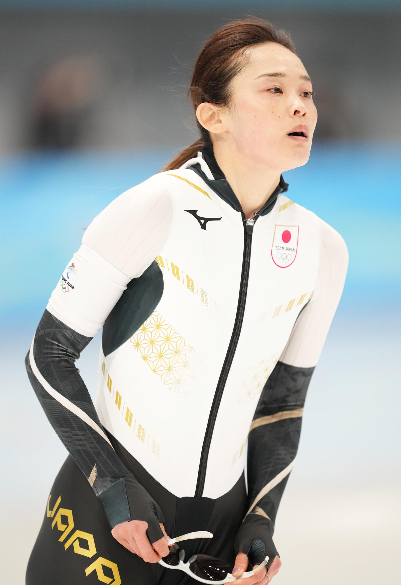 女子500メートルのレースを終えた郷（撮影・菅敏）