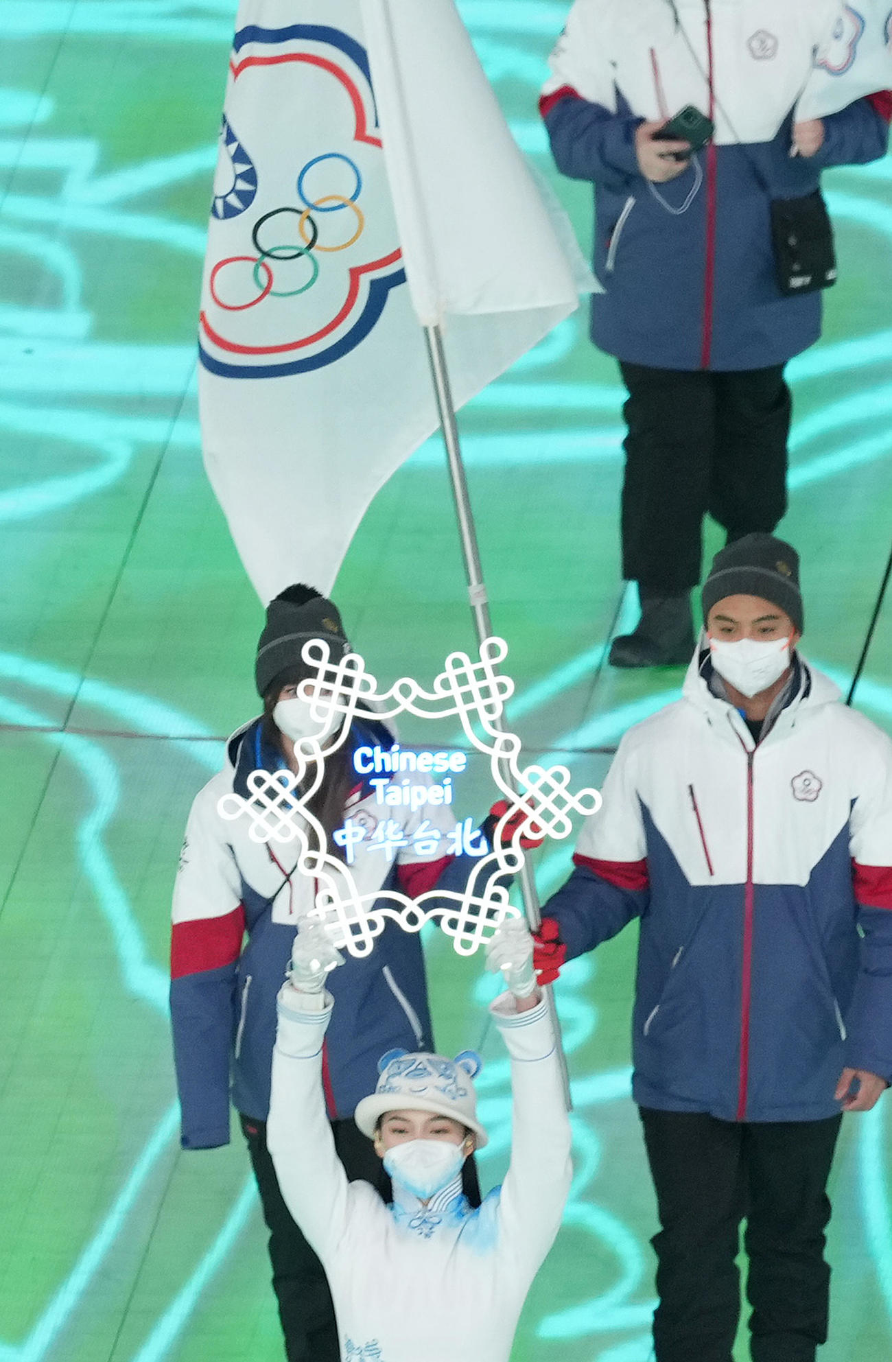 北京五輪開会式で「チャイニーズ　タイペイ」で入場する台湾選手団（撮影・菅敏）