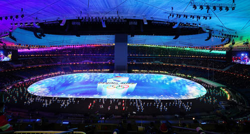 北京五輪の開会式 盛り上がるオープニングセレモニー(撮影・菅敏)