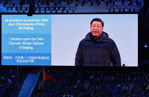 北京五輪開会式　開会宣言を行った中国の習近平国家主席（ロイター）