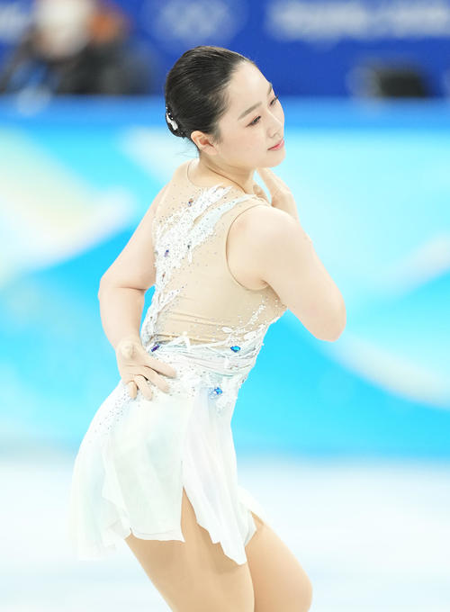 フィギュアスケート団体、女子SPで演技する樋口（撮影・菅敏）