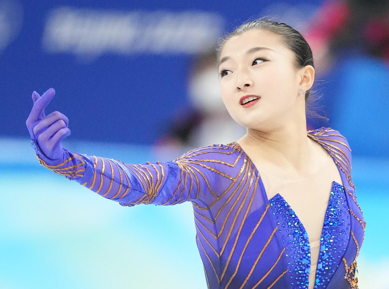 フィギュアスケート団体、女子フリーで演技する坂本（撮影・菅敏）