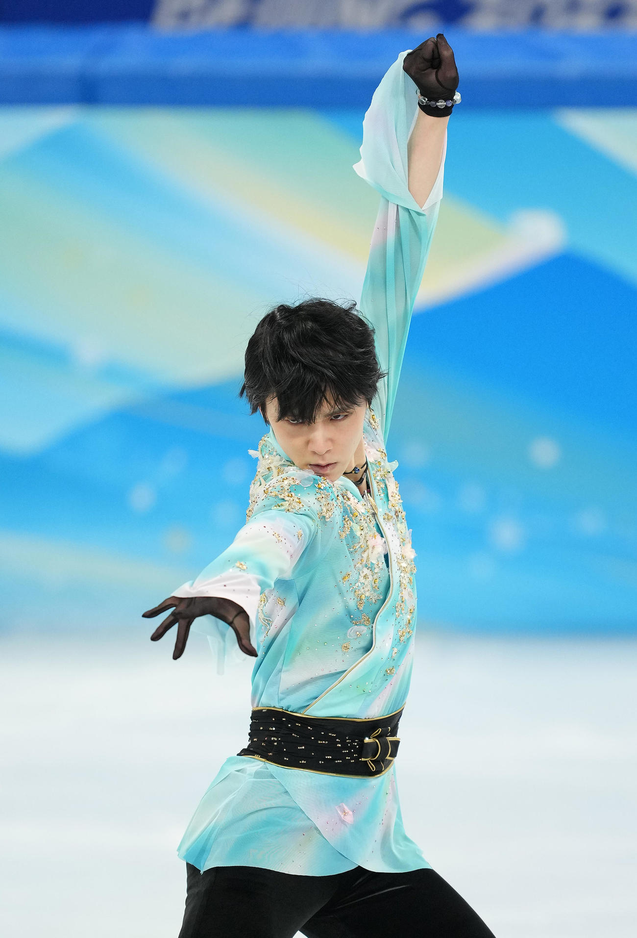 フィギュアスケート、男子フリーで演技する羽生（撮影・菅敏）