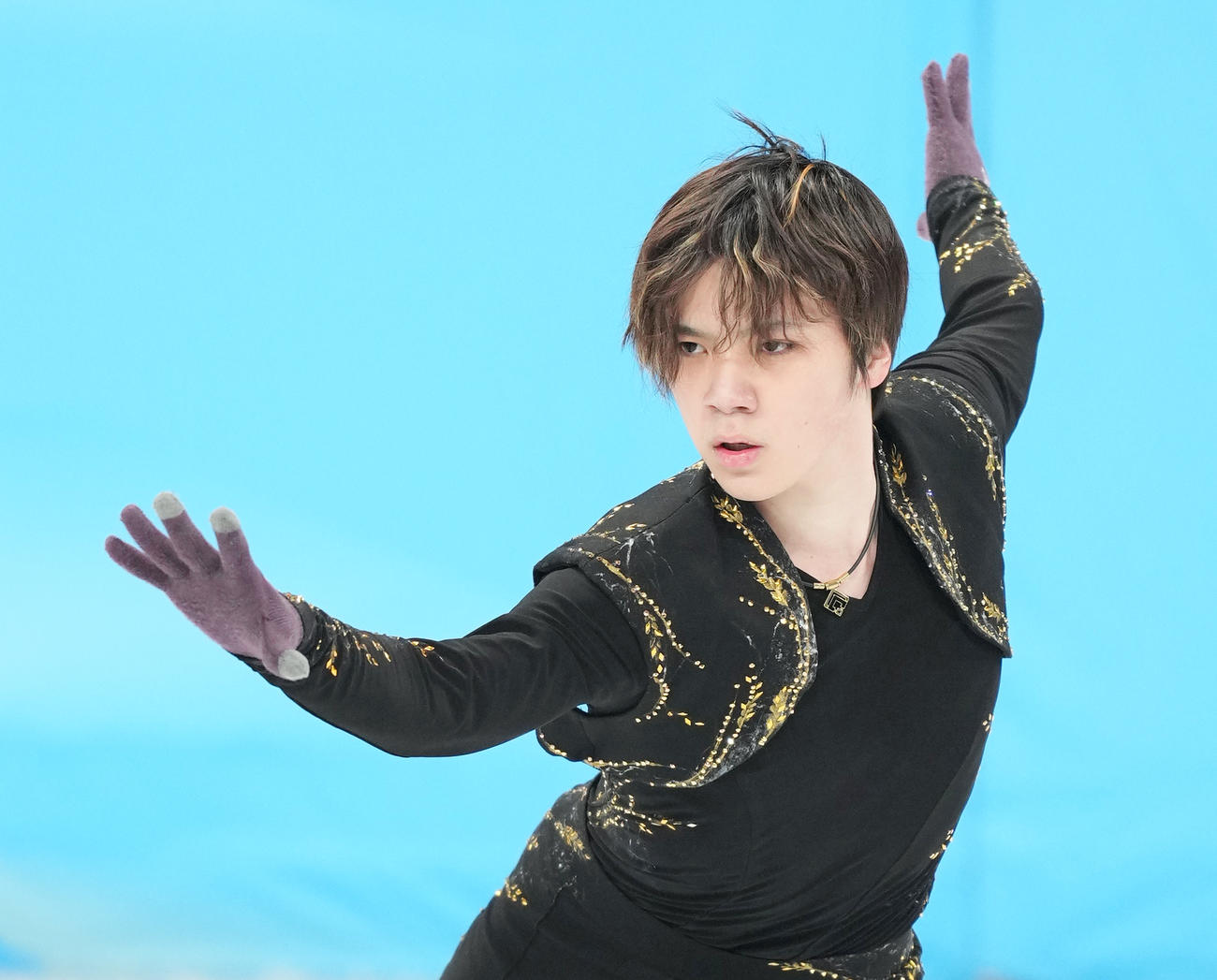 男子フリーを前に公式練習に臨む宇野（撮影・菅敏）