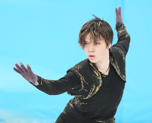男子フリーを前に公式練習に臨む宇野(撮影・菅敏)
