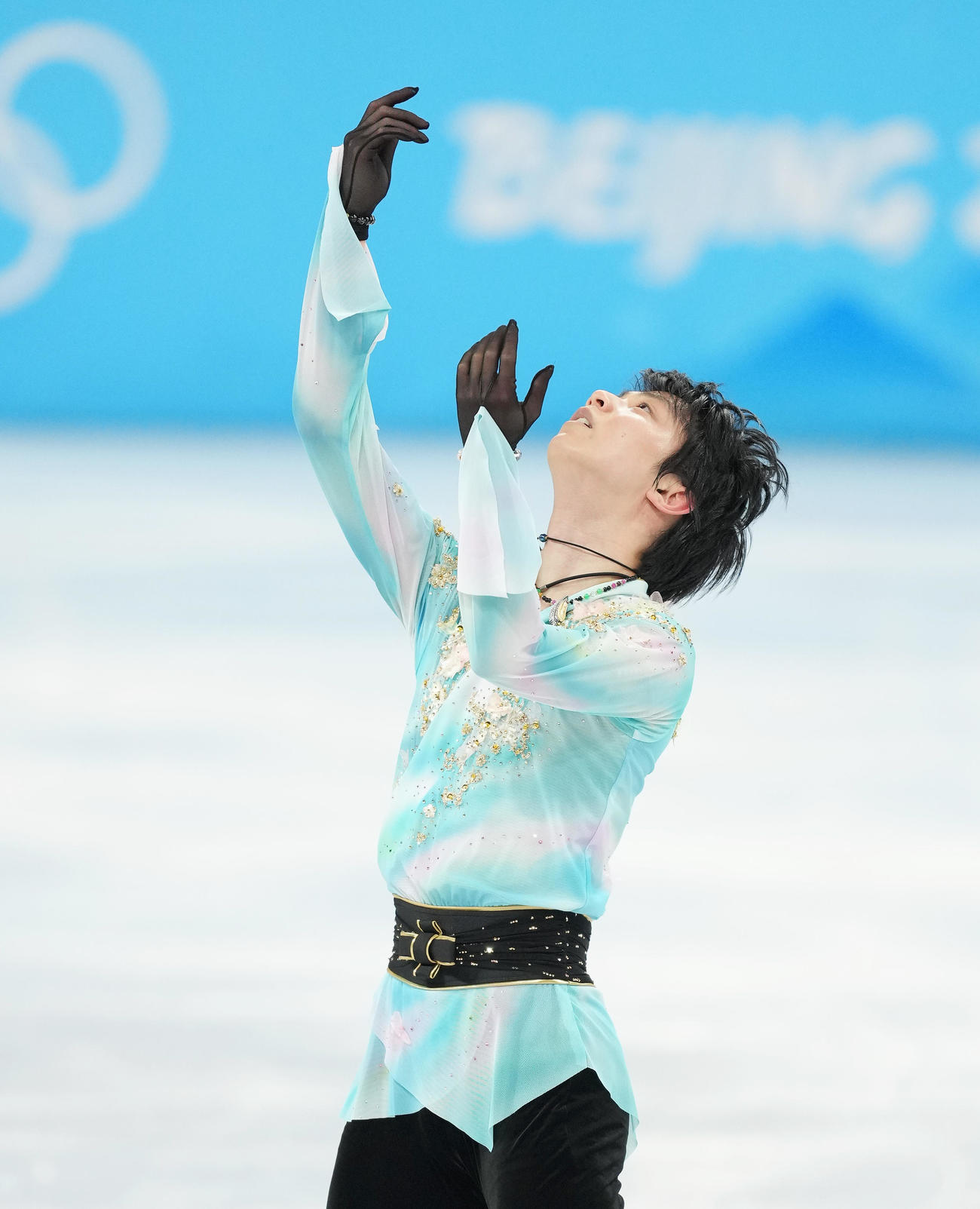 フィギュアスケート、男子フリーで演技する羽生（撮影・菅敏）
