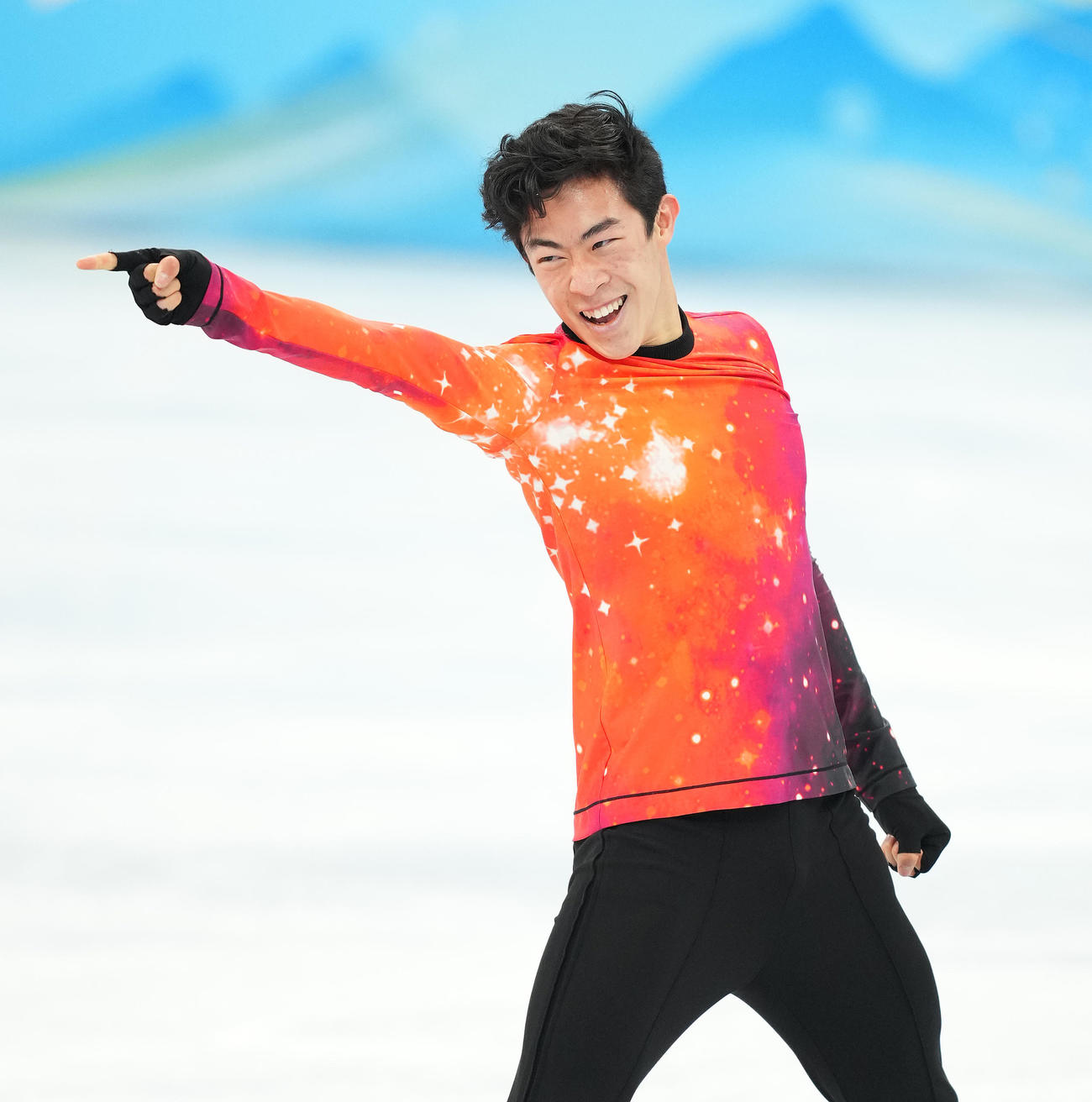 フィギュアスケート、男子フリーで演技するチェン（撮影・菅敏）