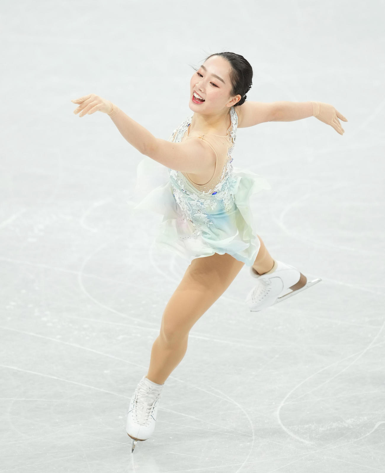 フィギュアスケート、女子SPで演技する樋口（撮影・菅敏）