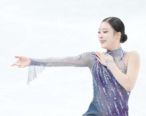 フィギュアスケート、女子SPで演技するユ・ヨン（撮影・菅敏）