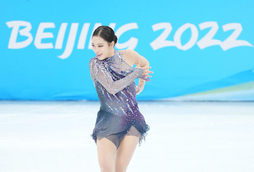 フィギュアスケート、女子SPで演技するユ・ヨン（撮影・菅敏）