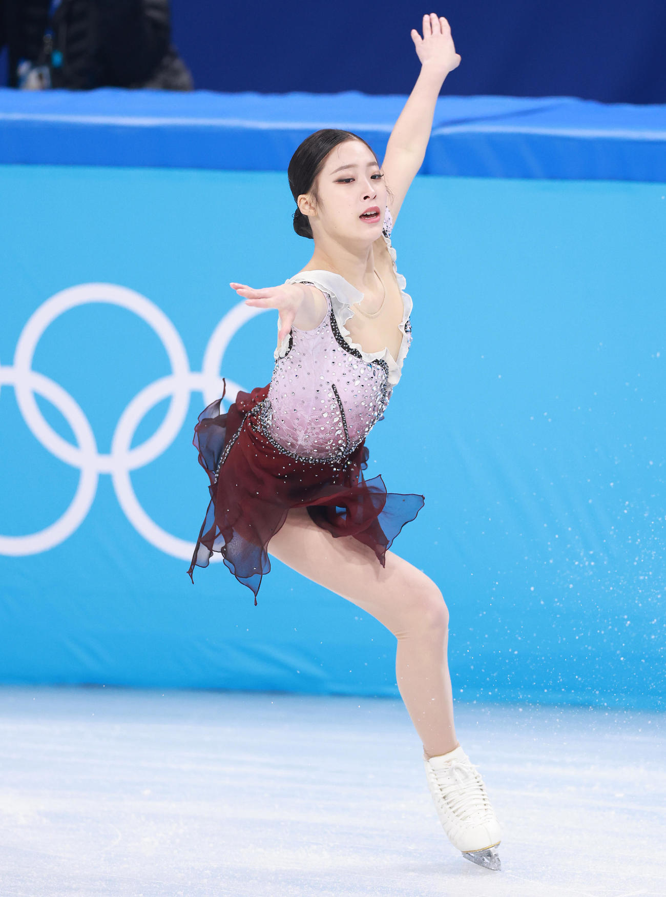 女子フリーの演技をする劉永（撮影・垰建太）