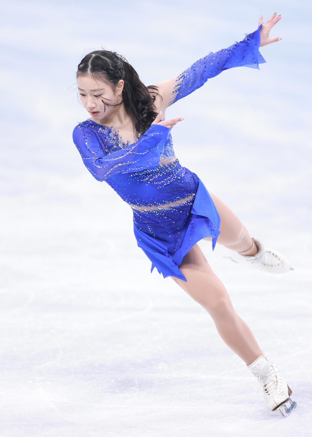 女子フリーの演技をする河辺（撮影・垰建太）