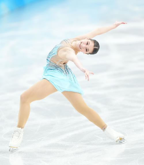 女子フリーで演技する米国のリウ（撮影・菅敏）