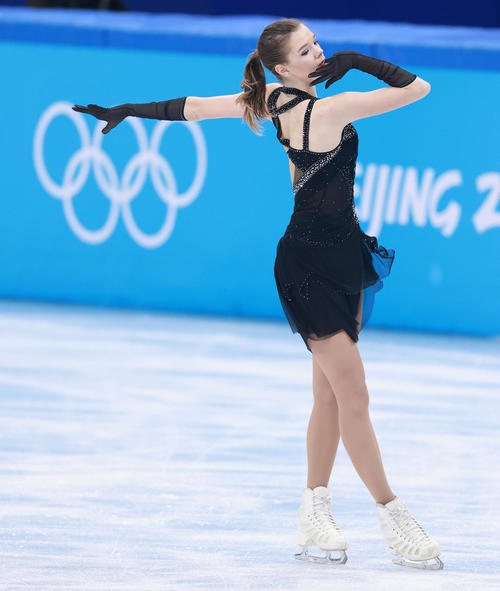 女子フリーの演技をするサフォノワ（撮影・垰建太）