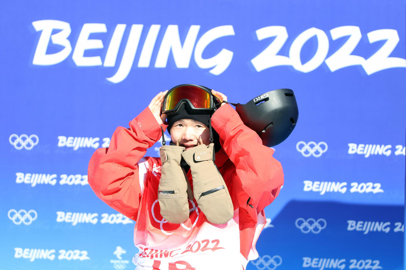 スノーボード男子スロープスタイル予選　12位で予選を突破した浜田海人（撮影・パオロ　ヌッチ）