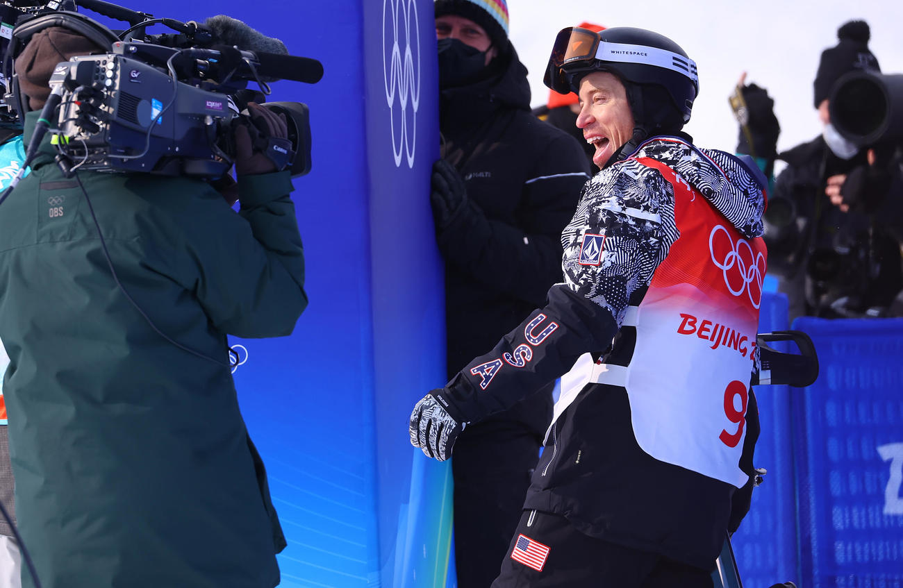ハーフパイプ男子予選を終え笑顔を見せるショーン・ホワイト（撮影・垰建太）