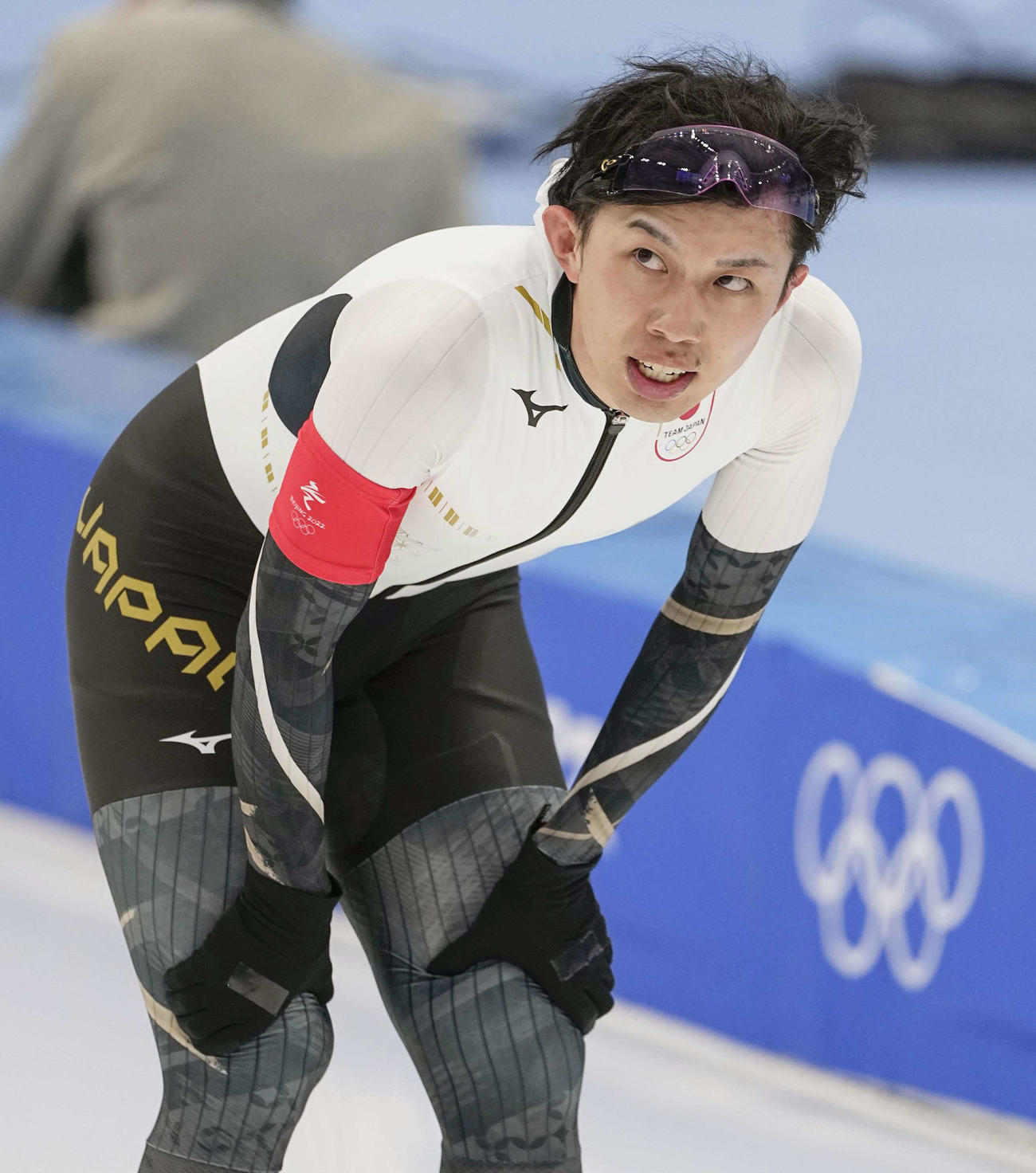 男子5000メートルのレースを終えた一戸（共同）
