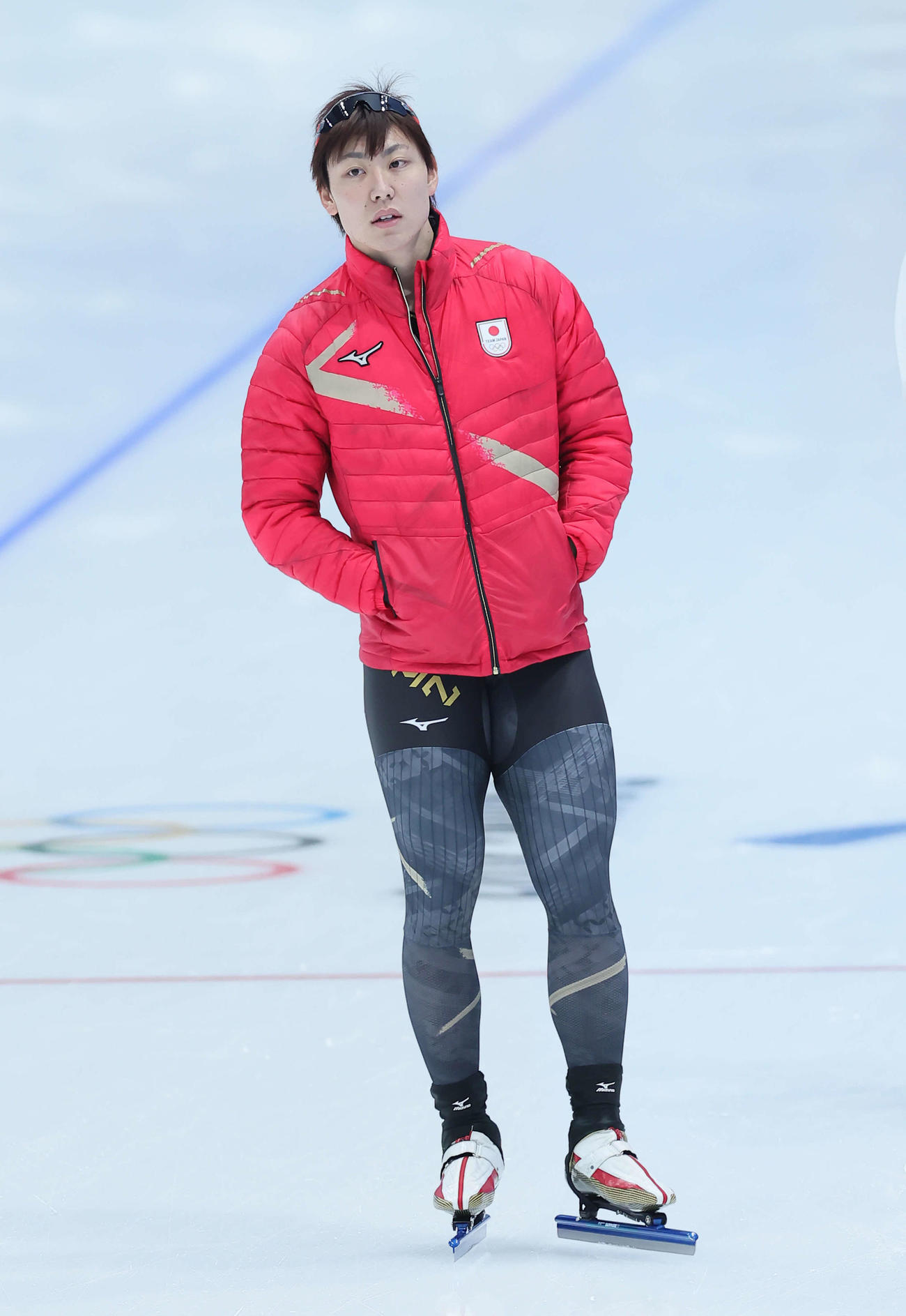 氷上での練習に臨む新浜（撮影・足立雅史）