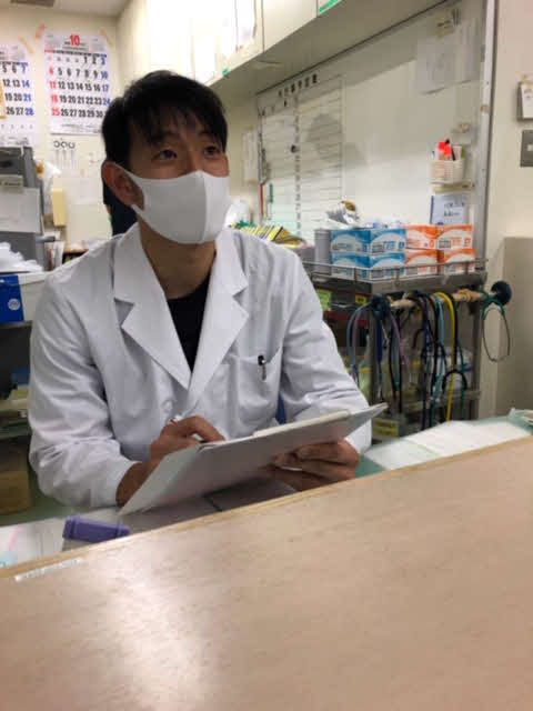 医療スタッフとして働く大分主将の米田（チーム提供）