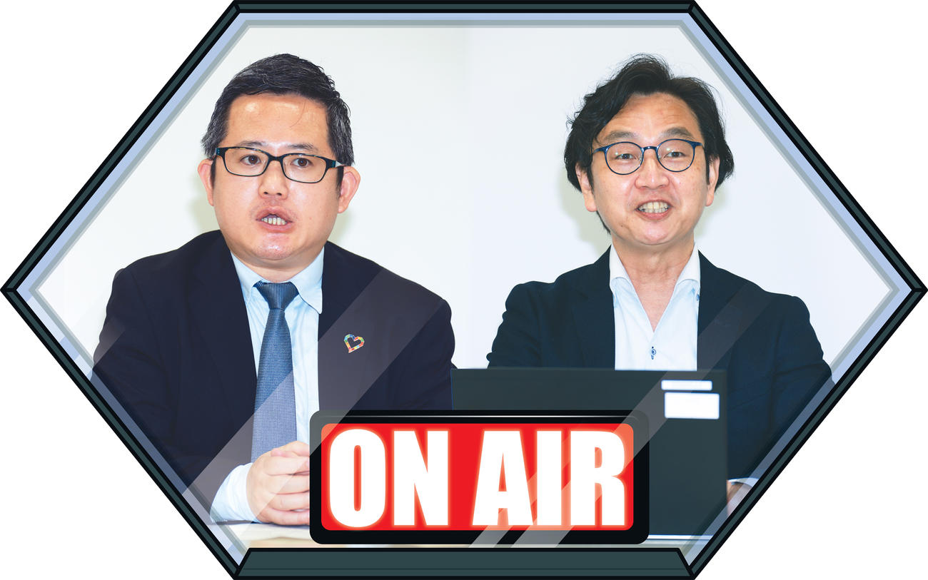 ニッポン放送の洗川雄司アナウンサー（左）と山内宏明アナウンサー