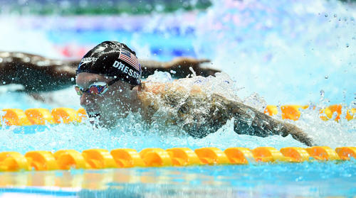 19年7月、世界水泳男子100メートルバタフライ準決勝　世界新記録を樹立したドレセル