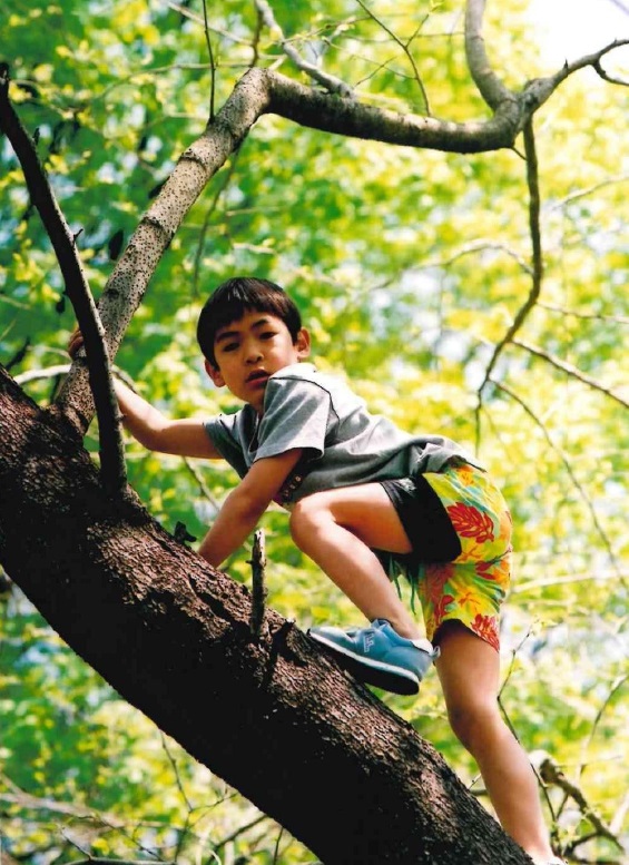木登りする小学1年生の楢崎智亜（UDN SPORTS提供）