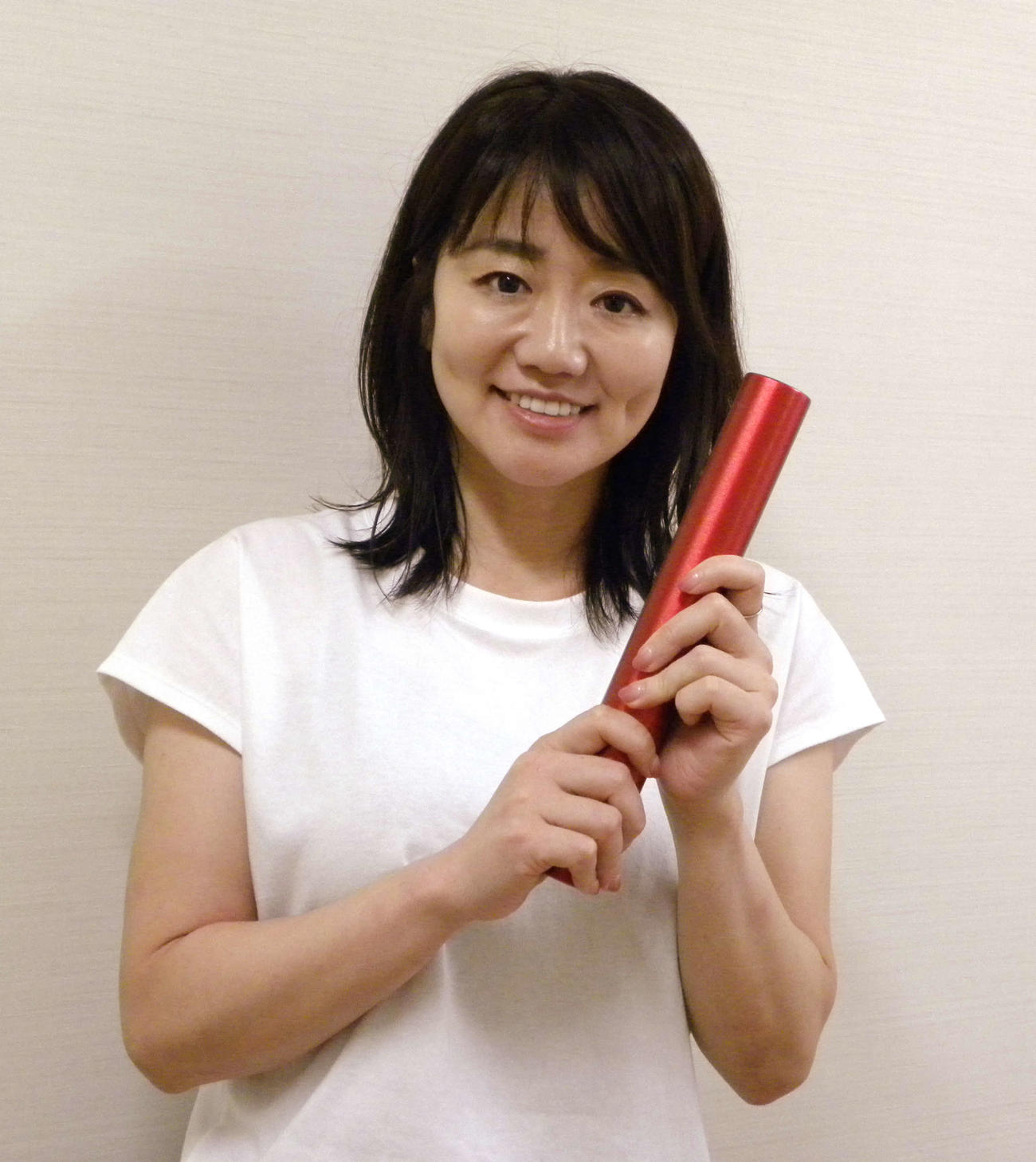 300人リレーで思いを語った馬場馬術の黒木茜（撮影・松本航）
