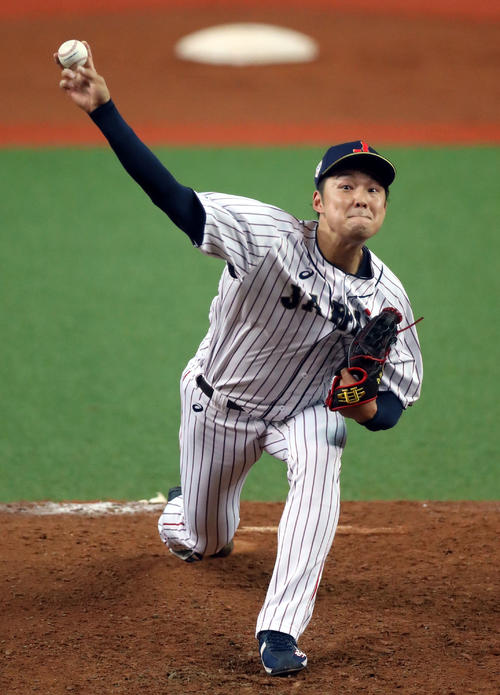 19年3月、侍ジャパン強化試合のメキシコ戦で登板する森原