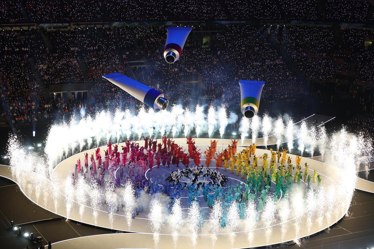 ミラノ・コルティナ冬季五輪の開会式が行われるジュゼッペ・メアッツァ競技場（サンシーロ）（撮影・前田充）