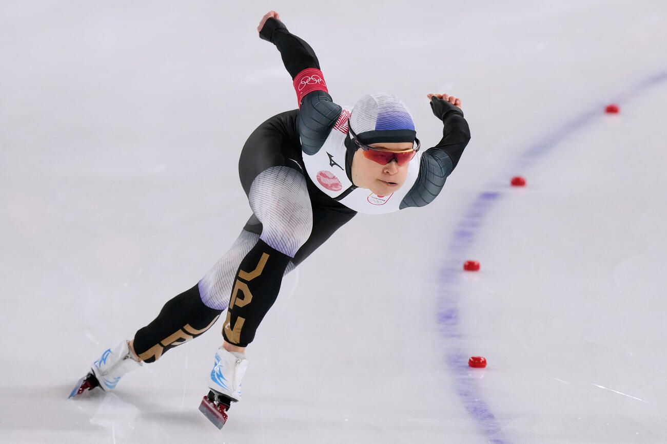スピードスケート女子500メートル 　37秒78で9位の山田梨央（AP）