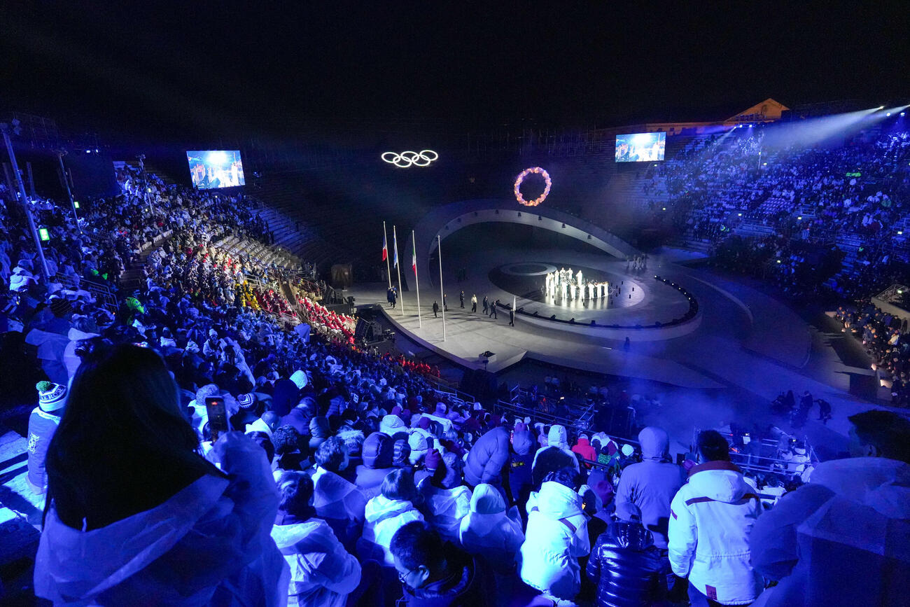 ミラノ・コルティナ五輪閉会式が行われるベローナ五輪アリーナ（撮影・パオロ　ヌッチ）