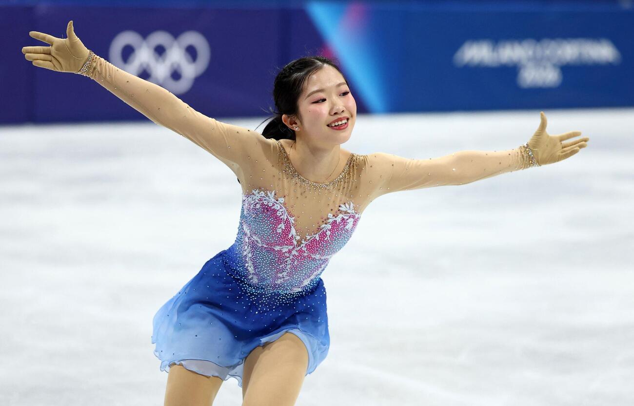 女子フリーで演技する中井亜美（ロイター）