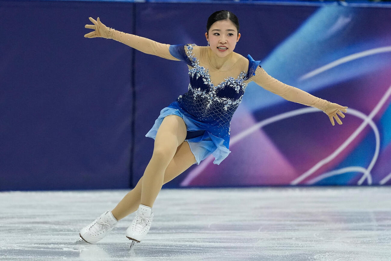 女子フリーで演技する千葉百音（AP）