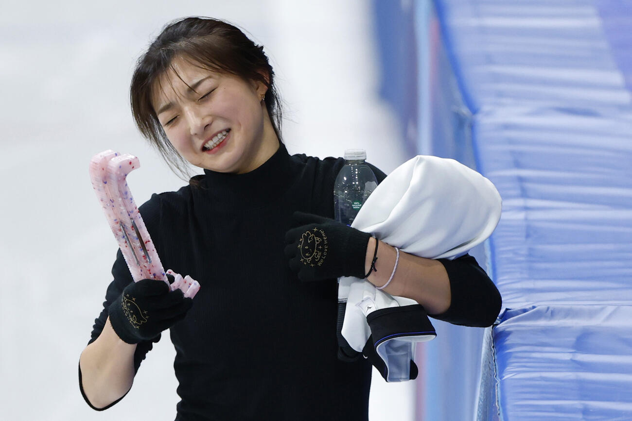 公式練習で調整を終えた坂本花織（共同）