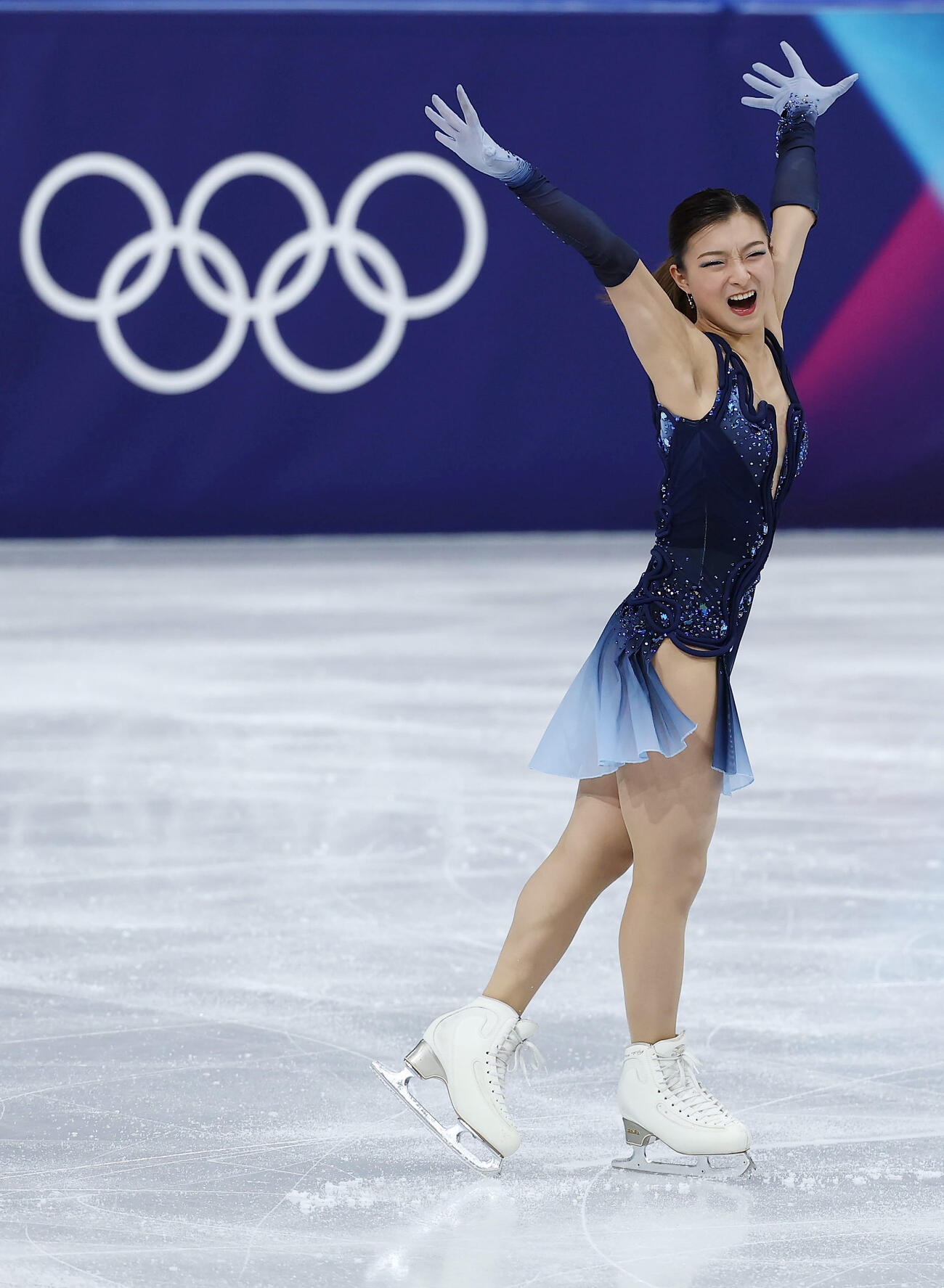 6日、団体女子SPで首位となった坂本（撮影・前田充）