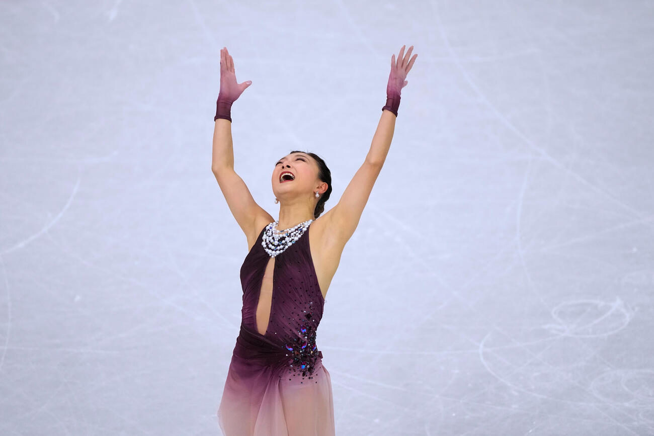 フリーの演技を終えた坂本花織（AP）