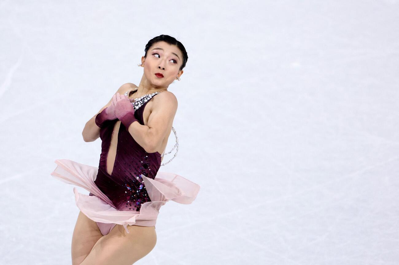 フリーの演技を披露する坂本花織（ロイター）