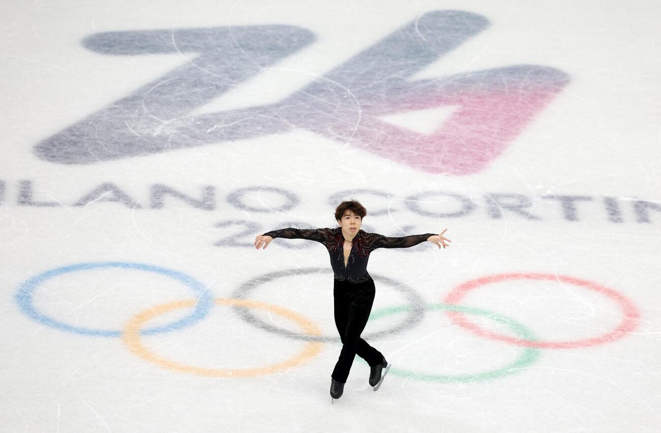フィギュアスケート男子フリー　演技する佐藤駿（ロイター）