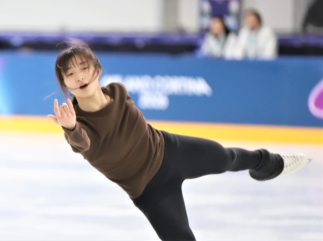 公式練習に参加した坂本花織