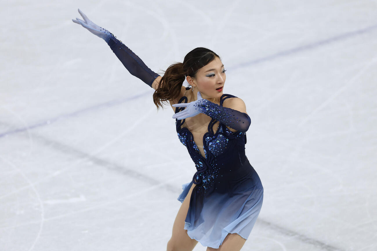 女子SPで演技する坂本花織（撮影・前田充）